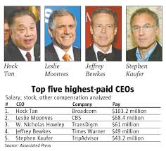For U.S. CEOs, $11.7 million a year is just middle of the pack | The  Seattle Times