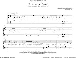 Zendaya Rewrite The Stars From The Greatest Showman Sheet Music For Piano Solo Elementary Sheet Music Notes Sheet Music Music Notes