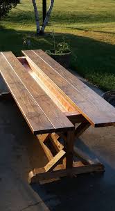 Fancy X Farmhouse Table With Built In Copper Cooler Outdoor Farmhouse Table Farmhouse Table Diy Farmhouse Table