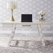 White office computer desk writing table pc laptop desktop with drawers shelf us. Modern Farmhouse White Writing Desk Bernie Phyl S Furniture By Liberty Furniture