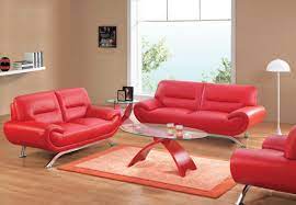 Red Contemporary Leather Sofas With Unique Glass Table Contemporary Leather Sofa Living Room Leather Leather Living Room Set