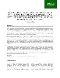 Oct 16, 2020 · @universityofky posted on their instagram profile: Pdf The Wedding Video And The Persistence Of The Marriage Model Romantic Love Myth And Heteronormativity In Filipino Same Sex Relationships