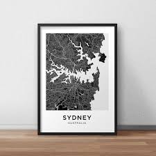 Sydney Map Print Printable Sydney Map Sydney City Map Sydney Street Map Sydney Poster Wall Art Black And White City Sydney Map Map Print Poster Wall Art
