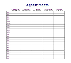 Appointment Schedules Templates Schedule Template Schedule Templates Appointment Calendar