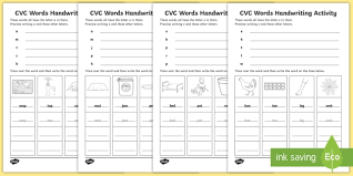 Print or download five pdf pages of cursive letter writing practice worksheets. Cvc Words Handwriting Worksheets Teacher Made