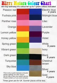 Colour Chart And Font Guide Hippy Motors Car Stickers