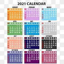 2021 Calendar With Colorful Design 2021 Calendar 2021 Calendar Png Transparent Clipart Image And Psd File For Free Download 2021 Calendar Calendar Design Printable Calendar Template