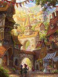 Future fantasy city is part of the dreamy & fantasy wallpapers collection. Download 1536x2048 Fantasy Town Wanderer Buildings City Vendors Wallpapers For Apple Ipad Mini Apple Ipad 3 4 Wallpapermaiden
