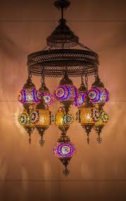 Big Chandelier 37 Height 12 Mosaic White Star Balls Etsy Turkish Lamps Mosaic Lamp Turkish Lights