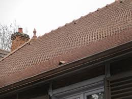 Epi de faitage en terre cuite émaillée (gris clair parsemé de taches ocres) représentant un chat assis sur un pot de terre cuite marron. Epi De Faitage En Terre Cuite Barnichon Couverture Zinguerie Poele A Bois