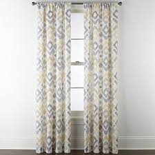 Singinglory velvet curtains yellow 52 x 96 inch blackout grommet window curtains 2 panels set for bedroom and living room. Home Expressions Sierra Ikat Yellow And Gray Light Filtering Rod Pocket Set Of 2 Curtain Panel Color Yellow Gray Jcpenney