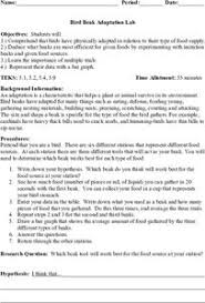 Specific data that supports each postulate: Bird Beak Adaptation Lesson Plans Worksheets Reviewed By Teachers