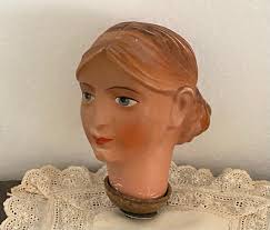 Antique Rare Doll Head Maybe Composition or Paper Mache Victorian Doll Head  Lady With Braided Hair Maybe for a Boudoir Doll Antique