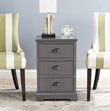 Blue wood top / chrome iron body cove 2 drawer 1 shelf Amazon Com Safavieh American Homes Collection Griffin Grey 3 Drawer Side Table Home Kitchen