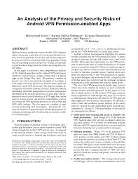 Check spelling or type a new query. Pdf An Analysis Of The Privacy And Security Risks Of Android Vpn Permission Enabled Apps