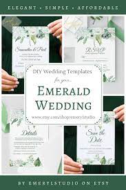 Editable Emerald Green Wedding Bundle Printable Set Green Etsy Diy Wedding Templates Emerald Green Weddings Wedding Templates