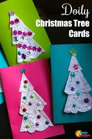 They are simple, easy and fast to make. Doily Christmas Tree Cards For Kids To Make Happy Hooligans