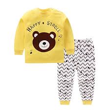 Cartoon bear letters pattern backpack. Buy Little Shoppe Trending Yellow Light Grey Teddy Happy Stroll Cartoon Printed Full Sleeves Shirt With Matching Striped Pant Clothing Set Tshirt Pant Top Bottom For Girls Boys At Amazon In
