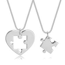 Ships same or next day. Heart Puzzle Piece Necklace