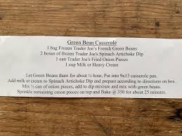 Pin By Courtney G On I Love Trader Joe S French Green Beans Spinach Artichoke Dip Green Bean Casserole