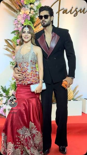 @nikki_tamboli with boyfriend #arbaz snapped at #faisu wedding reception  ❤️✨, #bollywoodpapking #trendingreels