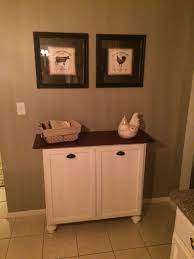 Diy Double Tilt Out Trash Can Made With Unfinished Wall Cabinet From Home Depot Furniture Feet Painted White Home Trash Can Cabinet Kitchen Cupboards Paint