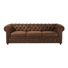 Divano Letto Imbottito 3 Posti Marrone In Similpelle Scamosciata Chesterfield Suede Sofa Chesterfield Sofa Living Room Sofa