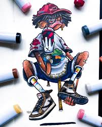 Gawx Art On Instagram Crazy Brudda Who Kinda Looks Like Lil Tecca Floating Around Wearing His Brand New Travi Simpsons Art Cute Doodle Art Doodle Art Designs