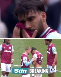 BREAKING: Lucas Paqueta breaks down in TEARS after getting booked against  Tottenham 😔