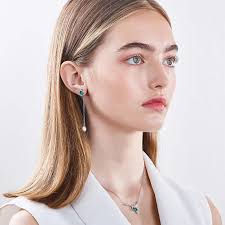 Green Bird Swarovski Crystal Silver Necklace Set