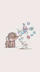 Elephant Bunny Rabbit Blowing Bubbles Art Cute Elephant Drawing Elephant Wallpaper Cute Drawings