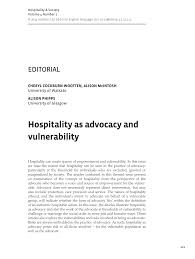 Pdf Hospitality As Advocacy And Vulnerability