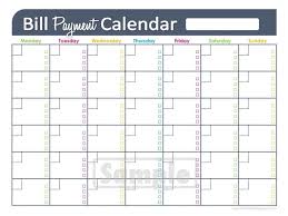 Free Printable Monthly Bill Pay Chart Calendar Template