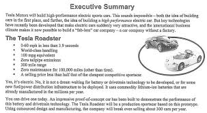 Tesla Business Plan Executive Summary Tesla Motors Tesla Roadsters