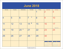 June 2018 Calendar Pdf Calendar For 2019