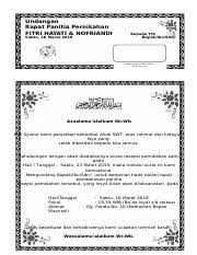 Ada banyak macam jenis surat undangan seperti pernikahan, pengajian, sunatan, dan lainnya. Undnagan Rapat Panitia Docx Undangan Rapat Panitia Pernikahan Fitri Hayati Nofriandi Sabtu 16 Maret 2019 Kepada Yth Bapak Ibu Sdr I Mohon Maaf Jika Course Hero