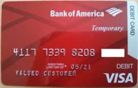 Making purchases, getting gas, and managing monthly spending in the u.s. Bank Card Bank Of America Visa Debit Temporary Bank Of America United States Of America Col Us Vi 0856