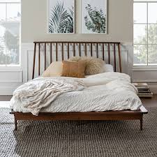Amolife wood velvet queen bed frame with curved upholstered headboard / heavy duty platform bed with strong wood slats support / no box spring needed / navy blue 4.7 out of 5 stars 186 $239.99 $ 239. Caramel Mid Century Modern Queen Bed Frame Kirklands