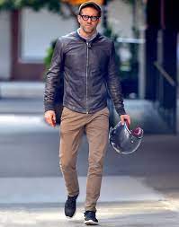 Ryan Reynolds Rides Motorocycle In N Y C Ryan Reynolds Leather Jacket Bomber Jacket