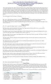 Minutes of the Budget Hearing & Regular Board Meeting