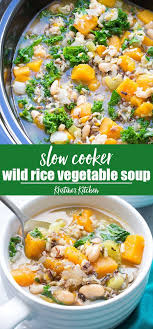 Slow Cooker Wild Rice Vegetable Soup This Healthy Vegetarian And Vegan Soup Is A Dump An Vegetarian Crockpot Recipes Vegetarian Crockpot Easy Homemade Soups