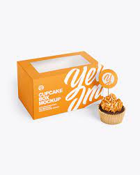 Download Box W Cupcake Mockup In Box Mockups On Yellow Images Object Mockups