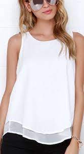Shop the latest chic styles of 2021 white sleeveless top of tank tops from women collections at zaful with prices down to $4.98. White Sleeveless Split Back Tank Top Shein Sheinside Fashion Clothes Women S Summer Fashion