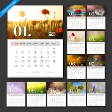 التقويم 2020 تصميم قالب ناقل مجموعة من 12 شهرا In 2020 Calendar Template Template Design Table Calendar