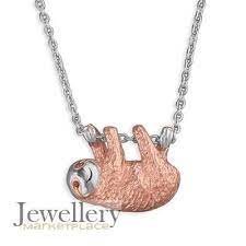 Sterling Silver Sloth Necklace With Rose Gold Plating Sloth Necklace Necklace Rose Gold Plates