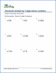 Found worksheet you are looking for? Grade 5 Math Worksheets Divide Decimals By Whole Numbers Rounding K5 Learning