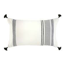 Black And White Lumbar Pillow With Tassels Https Www Serrv Org Product Bengali Stripe Lumbar Pillow With Tassels Pillows Rugs Pillows Handmade Pillows Handmade Decorative Pillow
