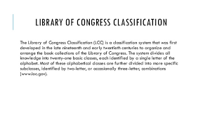 Library Of Congress Classification System
