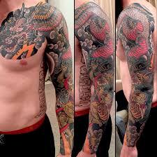 The design looks spectacular and also enhances the visual appeal of the wearer. Men Full Sleeve Dragon Tattoo Novocom Top
