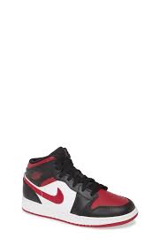 Air Jordan 1 Mid Black Noble Red White Pin On Things To Wear